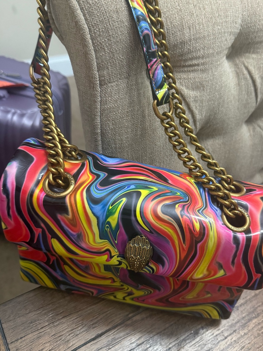 Kurt Geiger Multicolor Swirl Chain Shoulder Bag